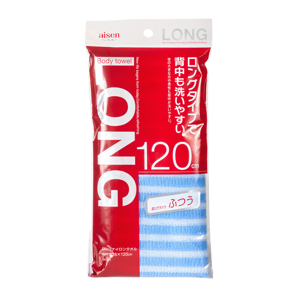 AISEN Удлиненная массажная мочалка средней жесткости Long, 28 х120