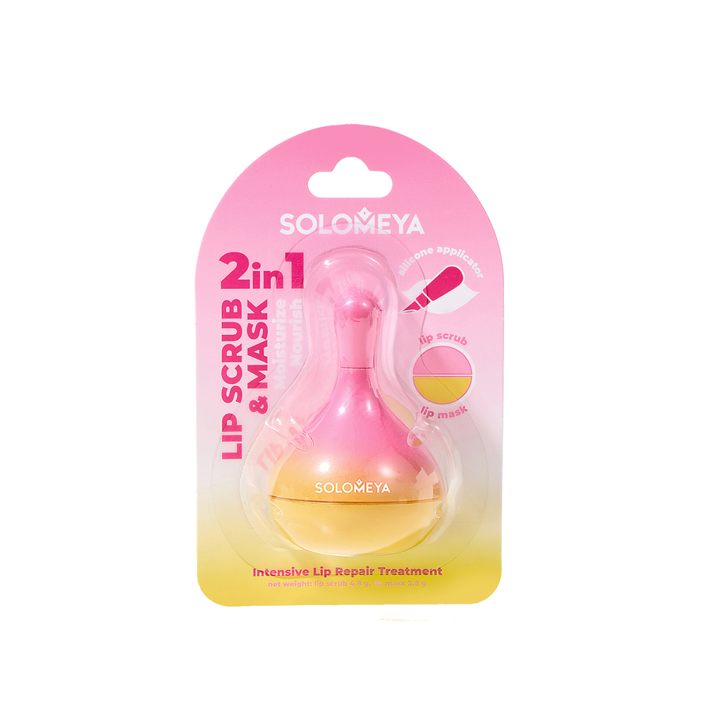 SOLOMEYA Скраб и маска для губ 2 в 1 С СИЛИКОНОВЫМ АППЛИКАТОРОМ 2 in 1 Scrub And Lip Mask With Silicone Applicator, 4,8 гр*3,8 гр