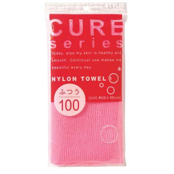 OHE Мочалка для тела средней жесткости Cure series, 100 см (розовая)