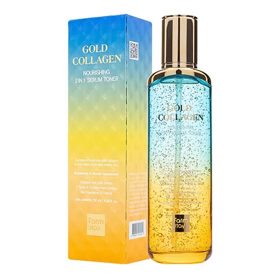 FarmStay Тонер-сыворотка 2 в1 с золотом и коллагеном Gold Collagen Nourishing 2In1 Serum Toner, 130мл