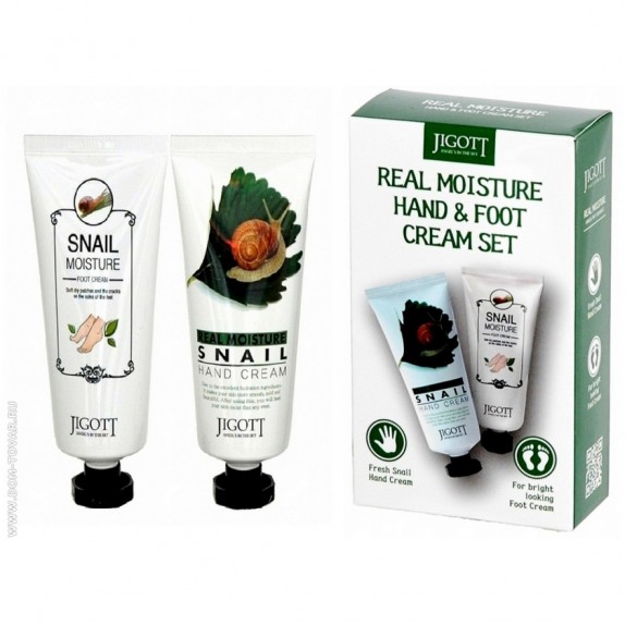 JIGOTT Набор кремов для рук и ног с экстрактом улитки - Real moisture hang & foot cream set