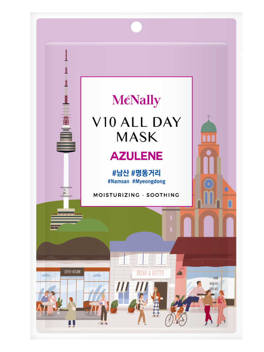 MCNALLY Маска тканевая с азуленом V10 ALL DAY MASK AZULENE