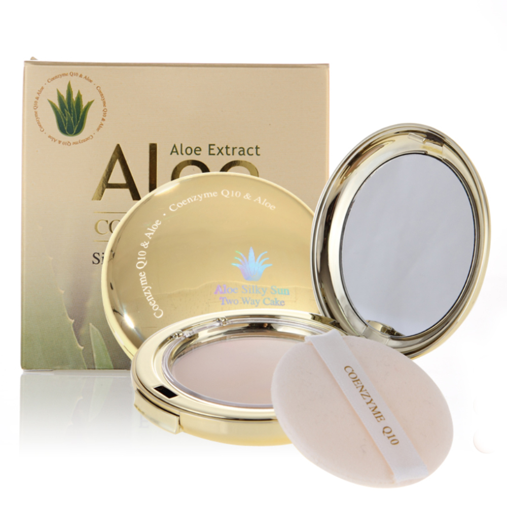 ENOUGH Пудра для лица с коэнзим Q10 и алоэ со сменным блоком Coenzyme Q10 Aloe silky sun Twowaycake #21
