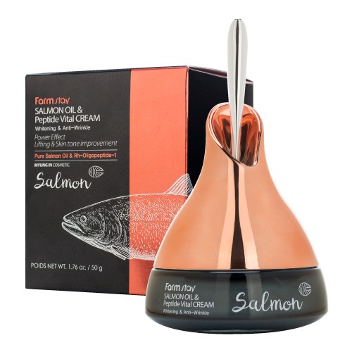 FarmStay Крем для лица омолаживающий с маслом лосося и пептидами - Salmon oil & peptide vital