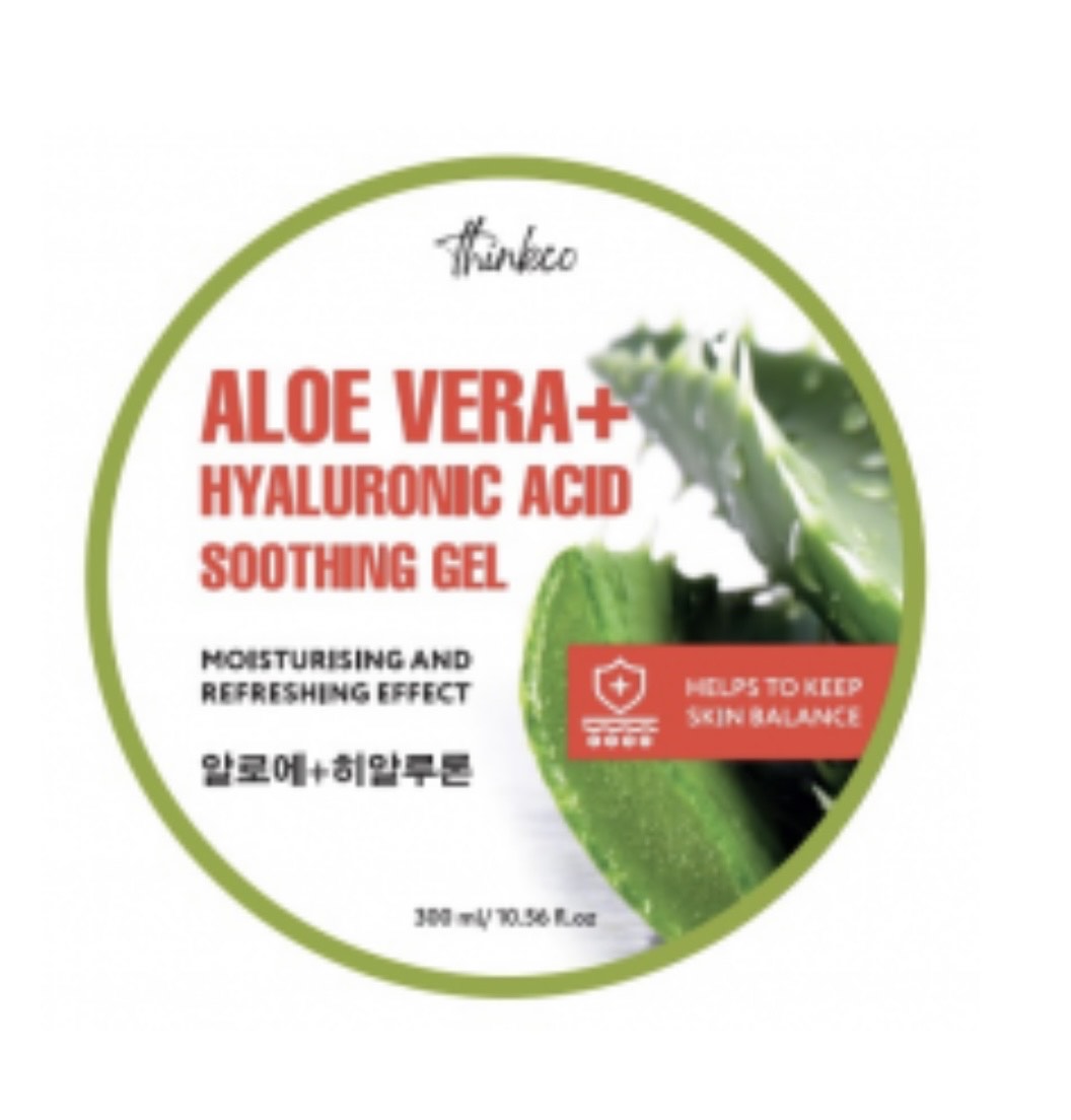 THINKCO Гель для лица и тела универсальный АЛОЭ ВЕРА / ГИАЛУРОНОВАЯ КИСЛОТА Aloe Vera+Hyaluronic Acid Soothing Gel, 300 мл