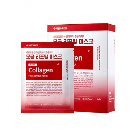 MEDI-PEEL Тканевая лифтинг-маска для сужения пор с коллагеном Red Lacto Collagen Pore Lifting Mask