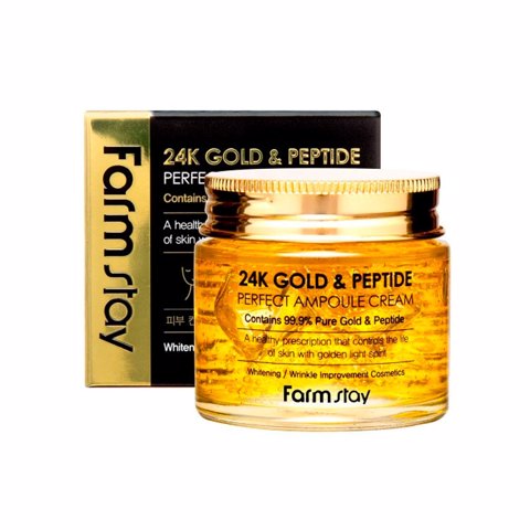 FarmStay Крем для лица Ампульный с золотом и пептидами 24K Gold & Peptide Perfect Ampoule Cream