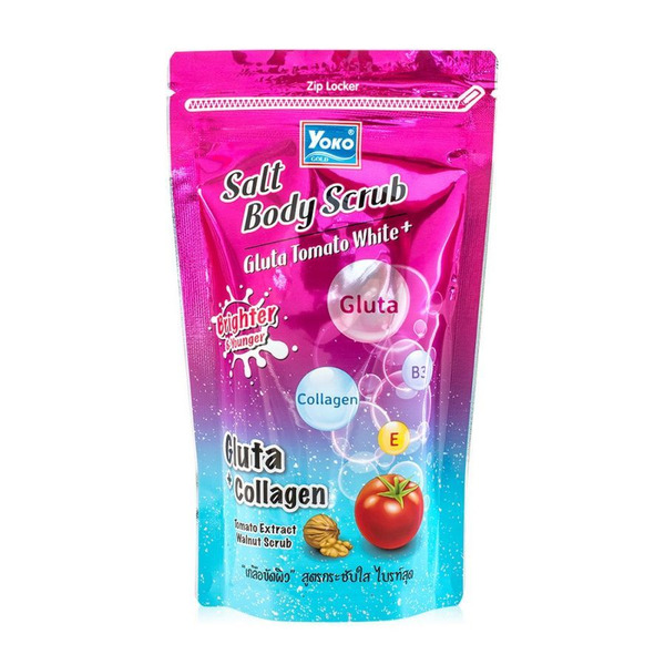 YOKO Скраб для тела солевой ГЛУТАТИОН И ТОМАТ Salt Body Scrub Gluta Tomato White+, 350 гр