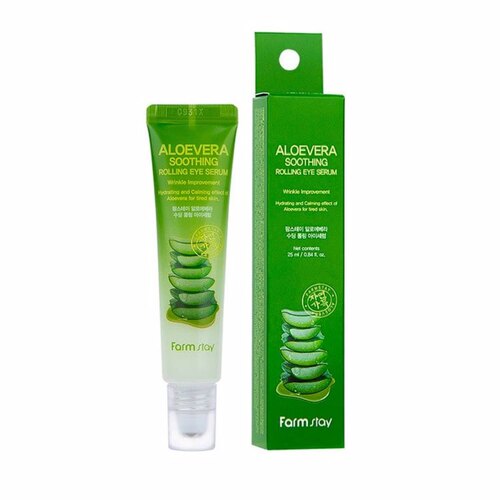 FarmStay Сыворотка для кожи вокруг глаз ALOE VERA SOOTHING ROLLING EYE SERUM